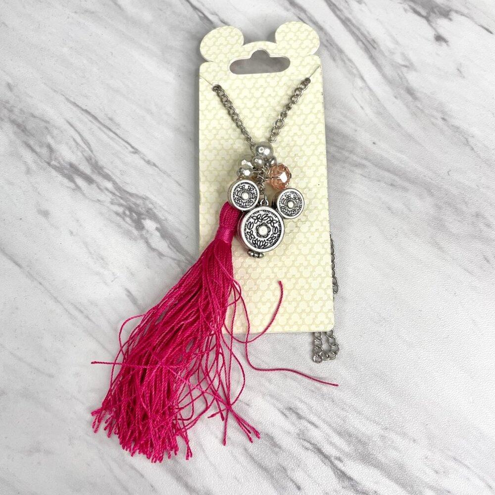 Disney Parks Pink Mickey Locket Tassel Necklace